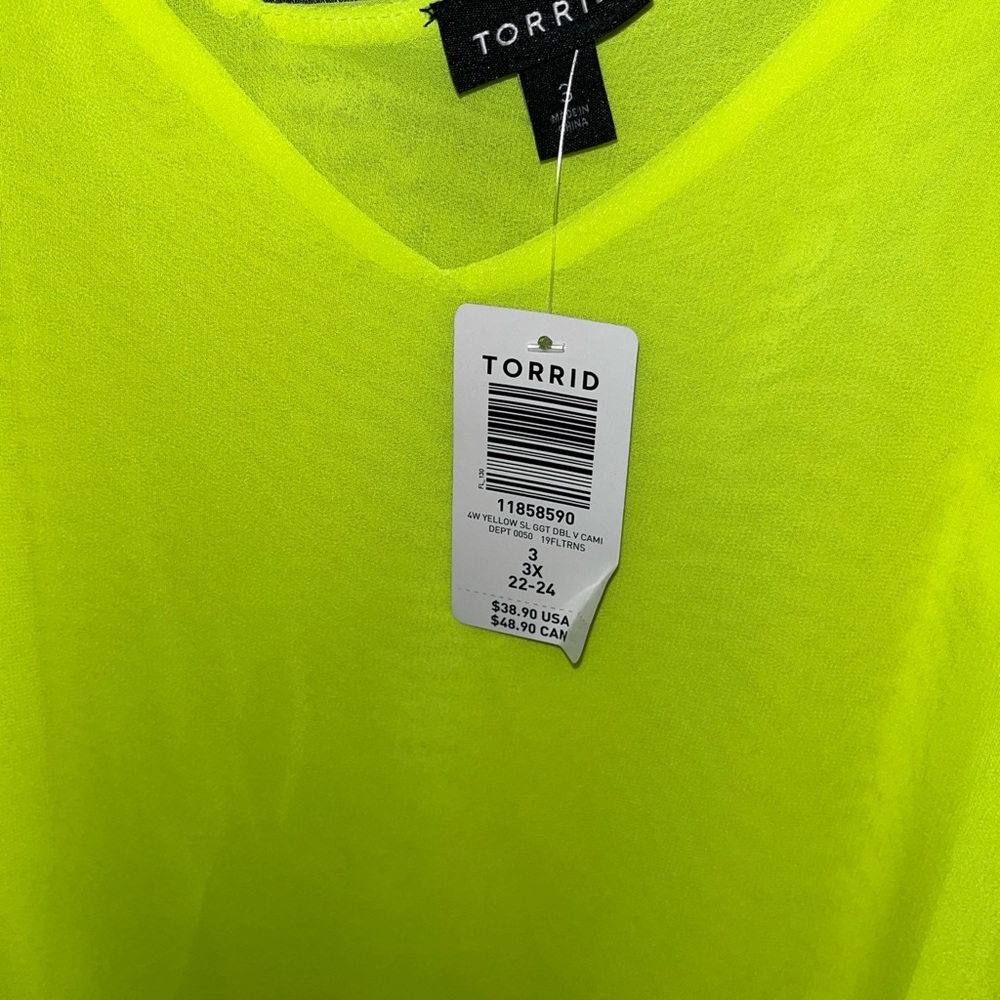 TORRID Yellow double V cami with Tag - Size 3 - Picture 2 of 3